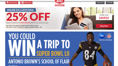 Rite Aid P&G 'You Could Win a Trip' Home Page Ad